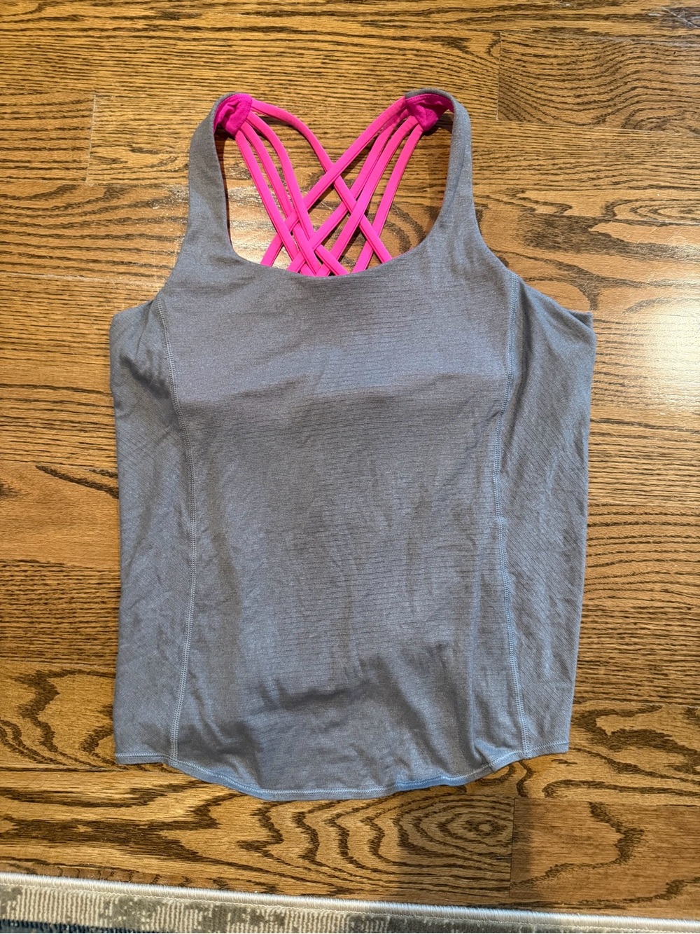 lululemon athletica Gray Tank with Pink Crisscross Back